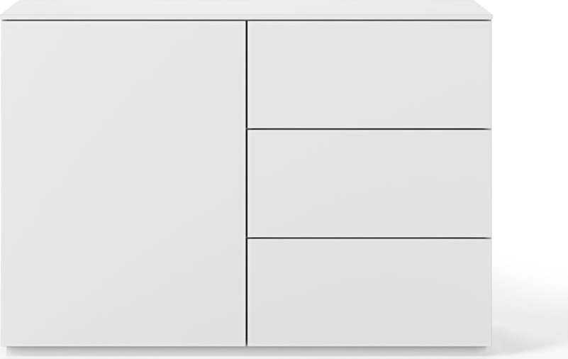 Bílá komoda s bílou deskou s 3 šuplíky a 3 policemi TemaHome Join TemaHome