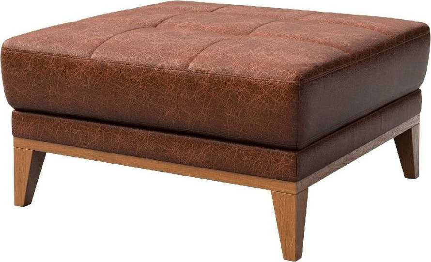 Koňakově hnědá kožená podnožka MESONICA Musso Tufted MESONICA