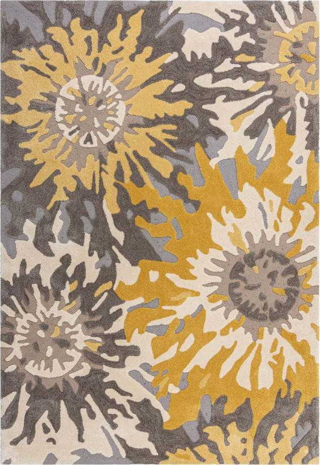 Šedo-žlutý koberec Flair Rugs Soft Floral