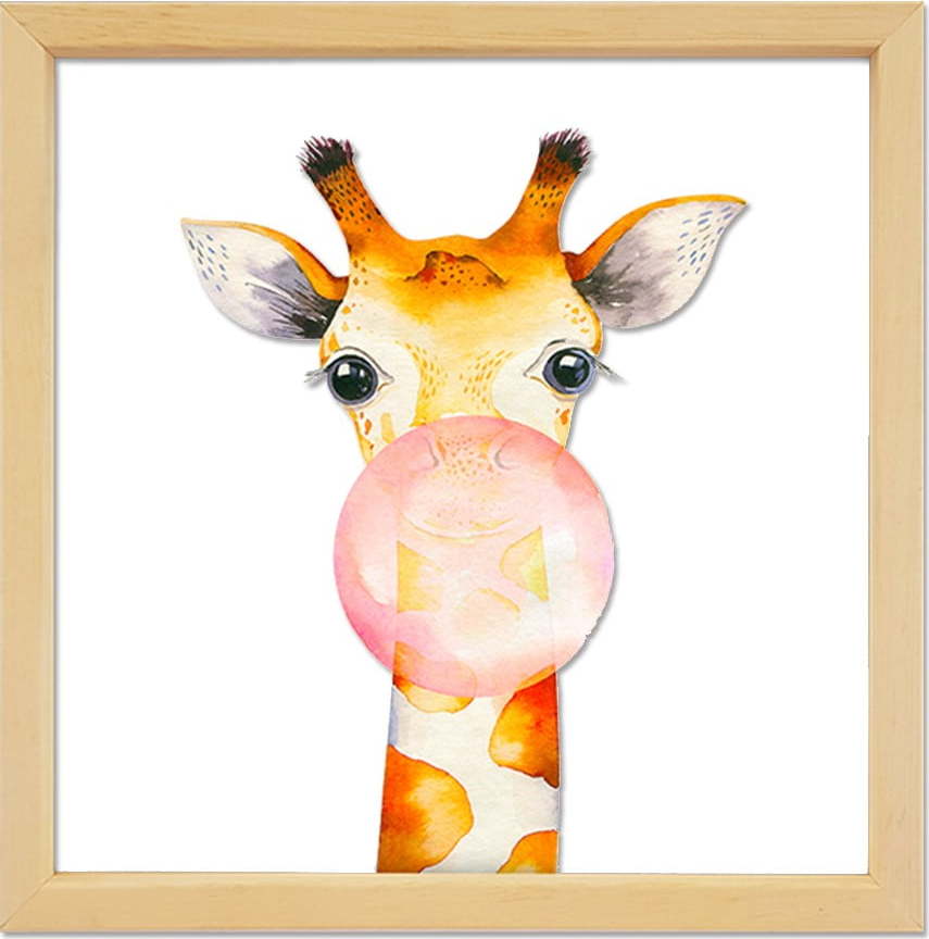 Skleněný obraz ve dřevěném rámu Vavien Artwork Giraffe