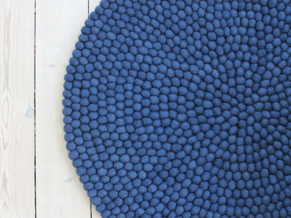 Modrý kuličkový vlněný koberec Wooldot Ball Rugs