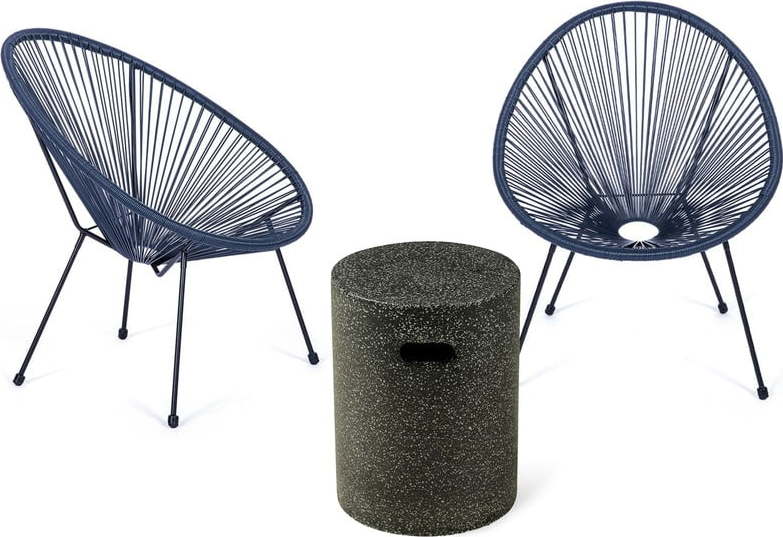 Set modrých zahradních křesel Avocado a stolku Loris
