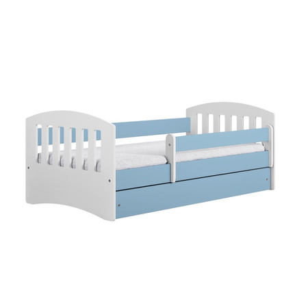 Dětská postel bez úložného prostoru Classic 80x140 cm Pěnová matrace Bílá + modrá Signal-nabytek