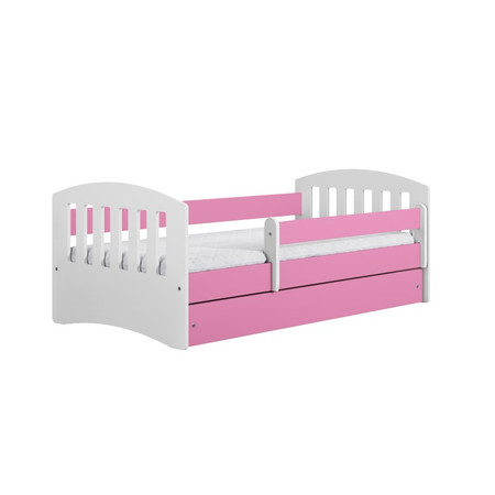Dětská postel bez úložného prostoru Classic 80x140 cm Pěnová matrace Bílá + růžová Signal-nabytek