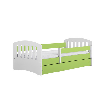 Dětská postel bez úložného prostoru Classic 80x140 cm Pěnová matrace Bílá + zelená Signal-nabytek
