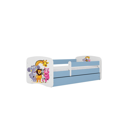 Dětská postel s úložným prostorem Babydream 80x160 cm - zoo Bílá + modrá Pěnová matrace Signal-nabytek
