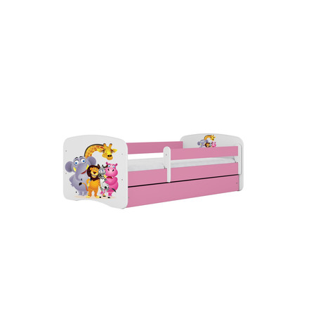 Dětská postel s úložným prostorem Babydream 80x160 cm - zoo Bílá + růžová Bez matrace Signal-nabytek