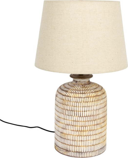 Béžová stolní lampa s lněným stínidlem Russel - Dutchbone Dutchbone