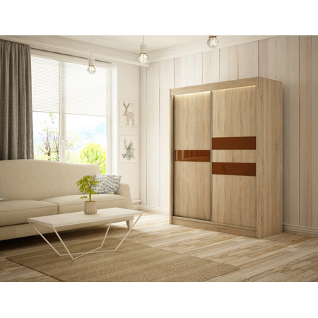 Kvalitní Šatní Skříň Arrow 200 cm Dub Sonoma Čokoláda Furniture