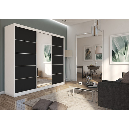 Kvalitní Šatní Skříň Makira 240 cm Bílá/černá Furniture