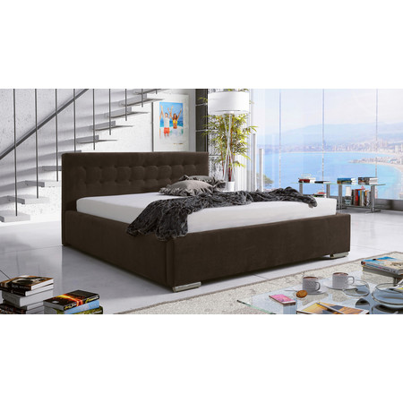 Postel PIPER 01 STANDARD 180x200 cm - stříbrné nohy Hnědá SG-nabytek