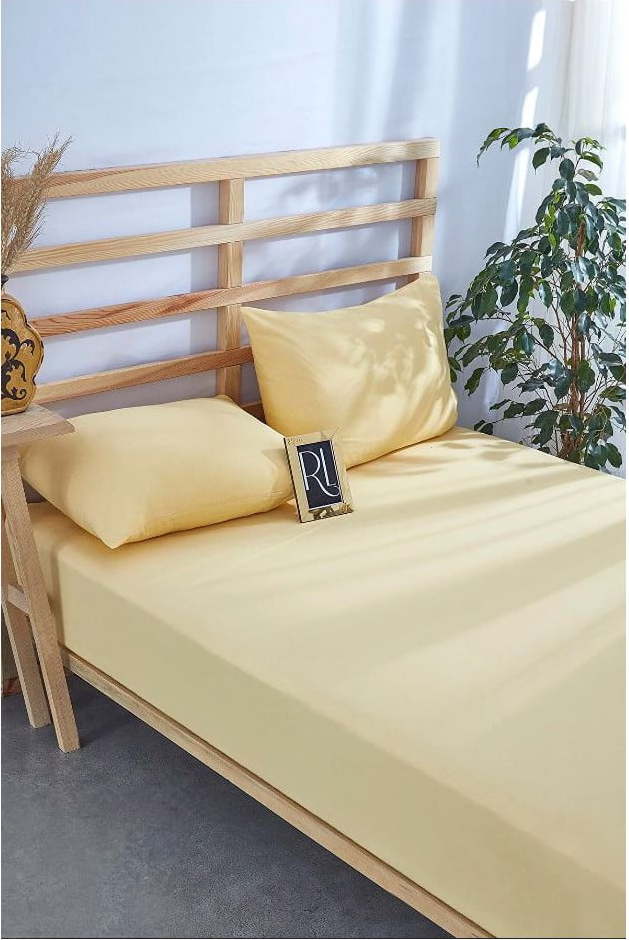 Žluté napínací bavlněné prostěradlo 180x200 cm – Mila Home Mila Home