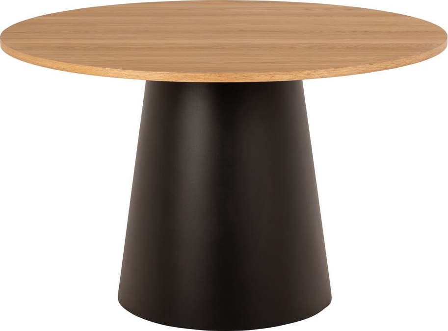 Černo-přírodní kulatý jídelní stůl s deskou v dubovém dekoru ø 120 cm Soli – Actona Actona