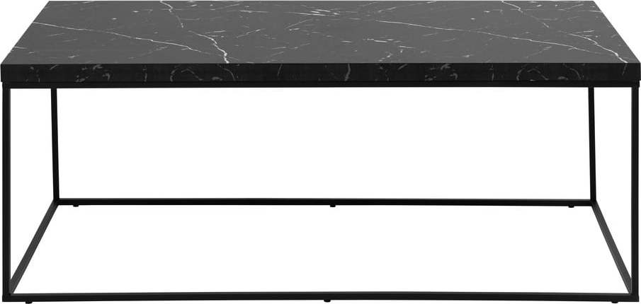 Černý konferenční stolek s deskou v dekoru mramoru 55x110 cm Barossa – Actona Actona