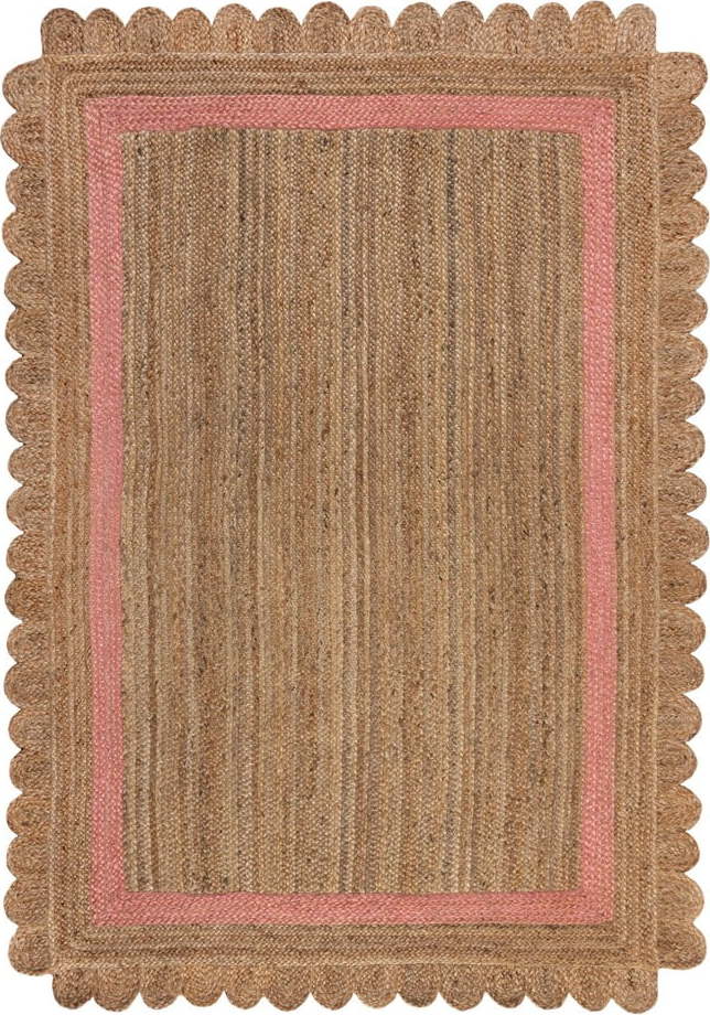 Ručně tkaný jutový koberec v růžovo-přírodní barvě 160x230 cm Grace – Flair Rugs Flair Rugs