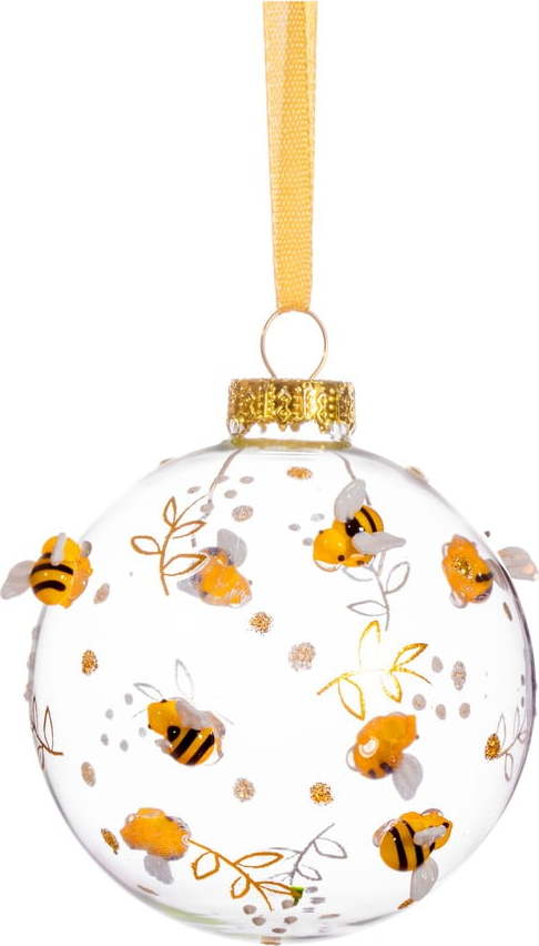 Skleněná vánoční ozdoba Bees & Flowers – Sass & Belle Sass & Belle