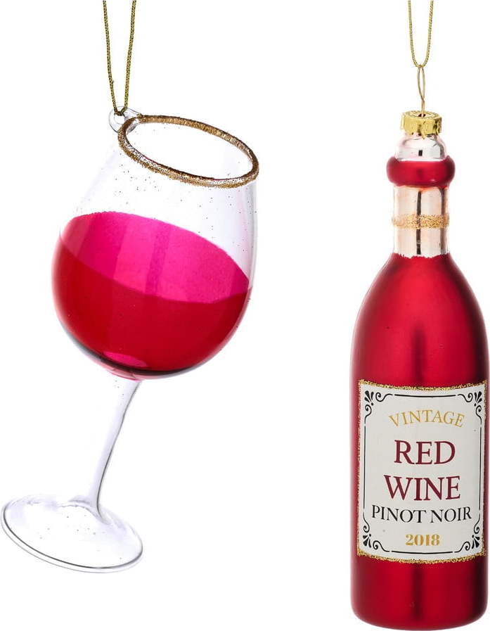 Skleněné vánoční ozdoby v sadě 2 ks Red Wine – Sass & Belle Sass & Belle