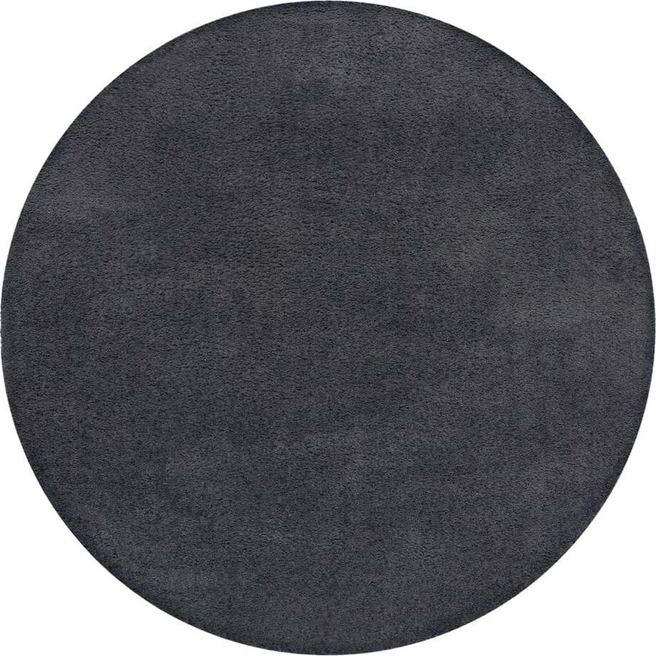 Tmavě šedý pratelný kulatý koberec z recyklovaných vláken 133x133 cm Fluffy – Flair Rugs Flair Rugs