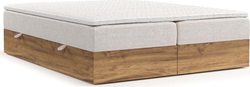 Boxspring postel s úložným prostorem v béžovo-přírodní barvě 200x200 cm Faro – Maison de Rêve Maison de Reve