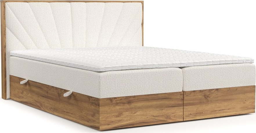 Boxspring postel s úložným prostorem v krémovo-přírodní barvě 200x200 cm Asahi – Maison de Rêve Maison de Reve