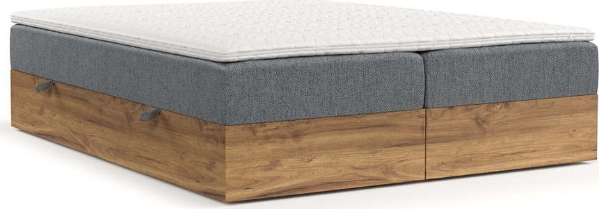 Boxspring postel s úložným prostorem v šedo-přírodní barvě 160x200 cm Faro – Maison de Rêve Maison de Reve