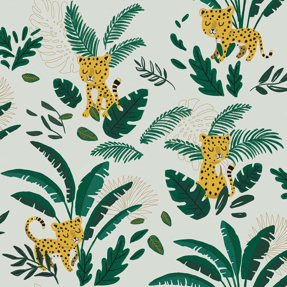 Dětská tapeta 10 m x 50 cm Cheetah & Tropical Leaves – Lilipinso Lilipinso