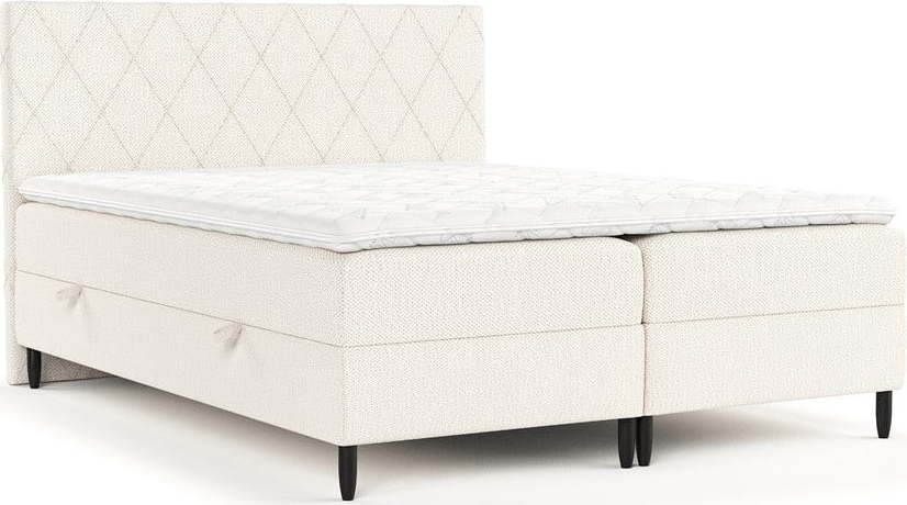 Krémová boxspring postel s úložným prostorem 200x200 cm Gwen – Maison de Rêve Maison de Reve