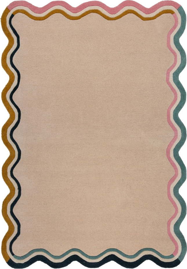 Krémový ručně tkaný vlněný koberec 120x170 cm Leo Scallop – Flair Rugs Flair Rugs