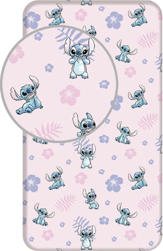 Napínací bavlněné dětské prostěradlo na jednolůžko 90x200 cm Lilo and Stitch – Jerry Fabrics Jerry Fabrics