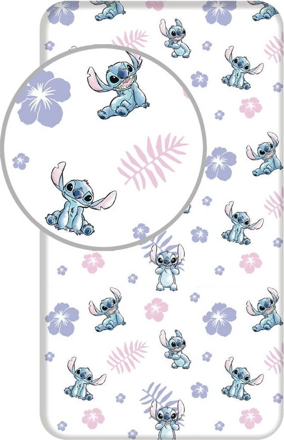 Napínací bavlněné dětské prostěradlo na jednolůžko 90x200 cm Lilo and Stitch – Jerry Fabrics Jerry Fabrics