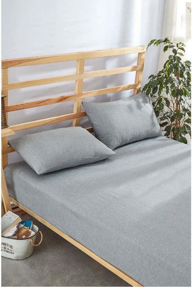 Šedé napínací bavlněné prostěradlo a povlak na polštář v sadě 100x200 cm – Mila Home Mila Home