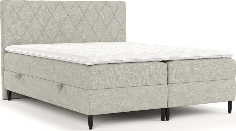 Šedobéžová boxspring postel s úložným prostorem 200x200 cm Gwen – Maison de Rêve Maison de Reve