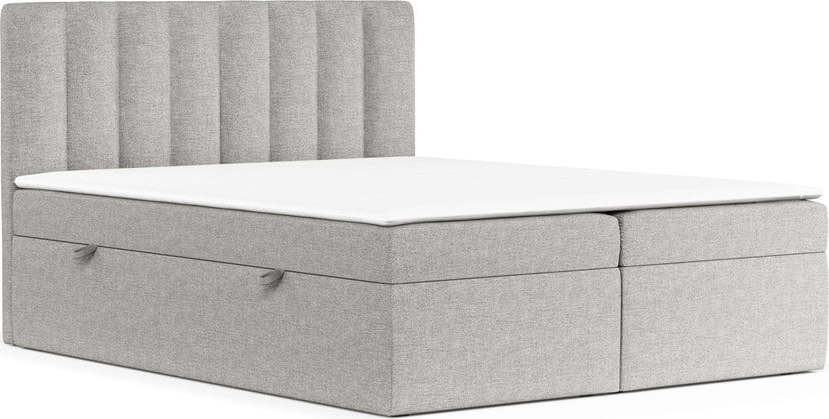 Světle šedá boxspring postel s úložným prostorem 140x200 cm Novento – Maison de Rêve Maison de Reve