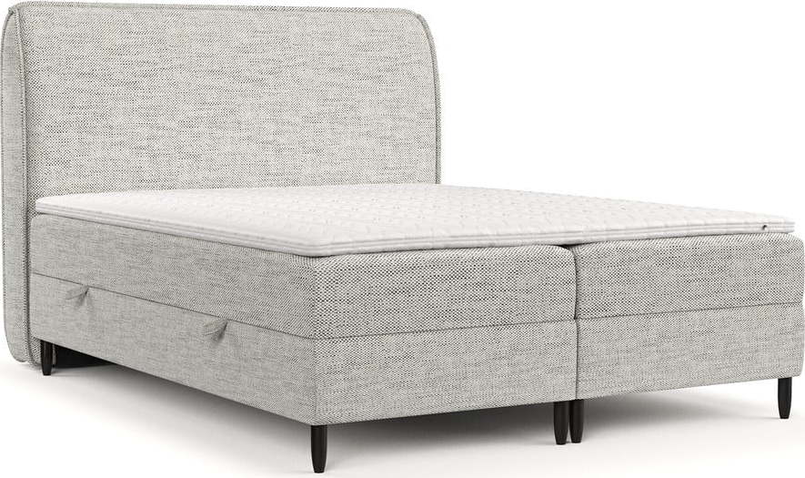 Světle šedá boxspring postel s úložným prostorem 160x200 cm Melba – Maison de Rêve Maison de Reve