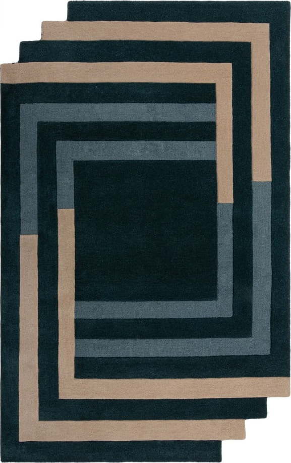 Tmavě zelený ručně tkaný vlněný koberec 120x180 cm Labyrinth Shaped – Flair Rugs Flair Rugs