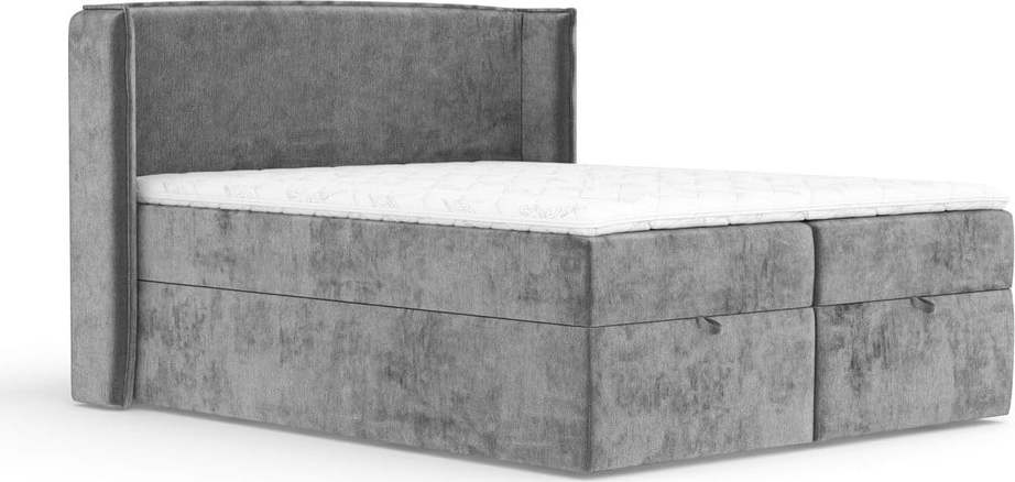 Šedá boxspring postel s úložným prostorem 200x200 cm Passion – Maison de Rêve Maison de Reve