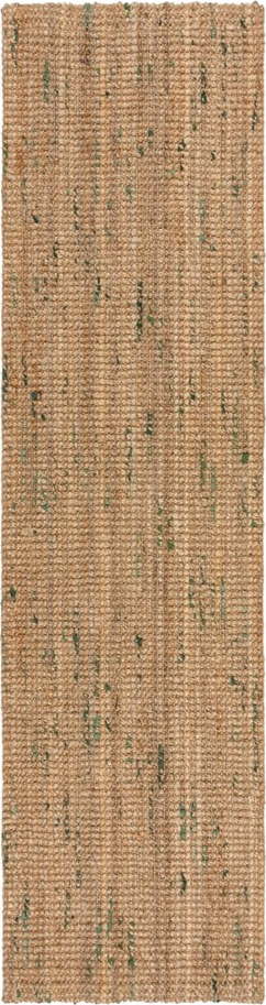 Oboustranný ručně tkaný jutový běhoun v zeleno-přírodní barvě 60x230 cm Jute Boucle Green – Flair Rugs Flair Rugs